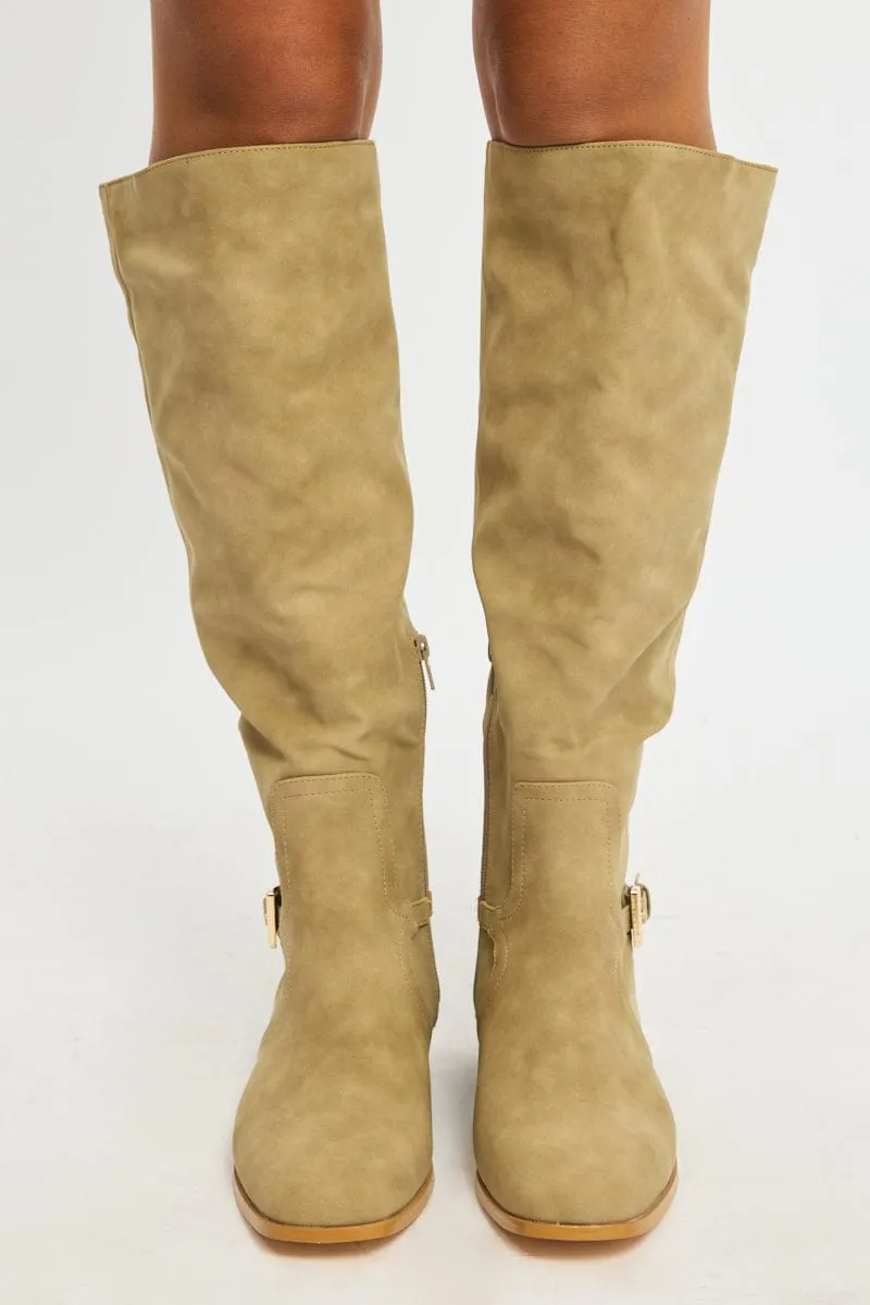 Beige Knee High Boots sold by Ally Fashion product image thumbnail 2