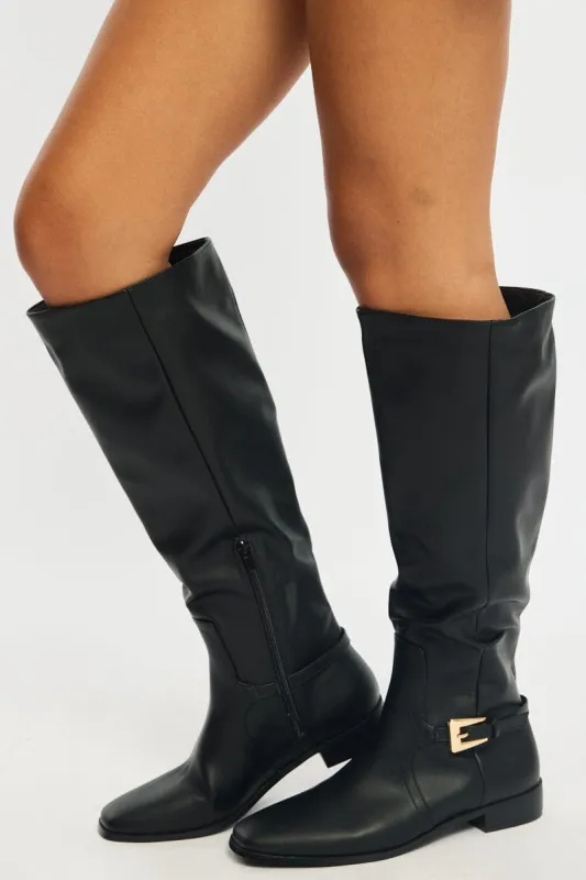 Black Knee High Boots sold by Ally Fashion