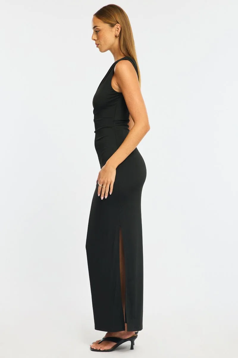 Black Maxi Dress One Shoulder Hard Wear Detail sold by Ally Fashion product image thumbnail 4