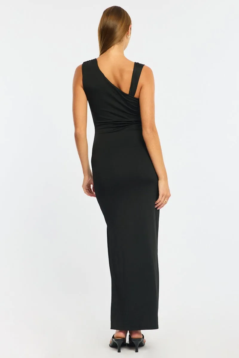 Black Maxi Dress One Shoulder Hard Wear Detail sold by Ally Fashion product image thumbnail 5