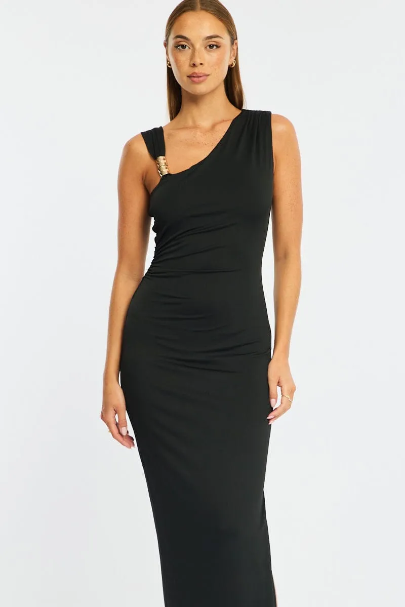 Black Maxi Dress One Shoulder Hard Wear Detail sold by Ally Fashion product image thumbnail 2