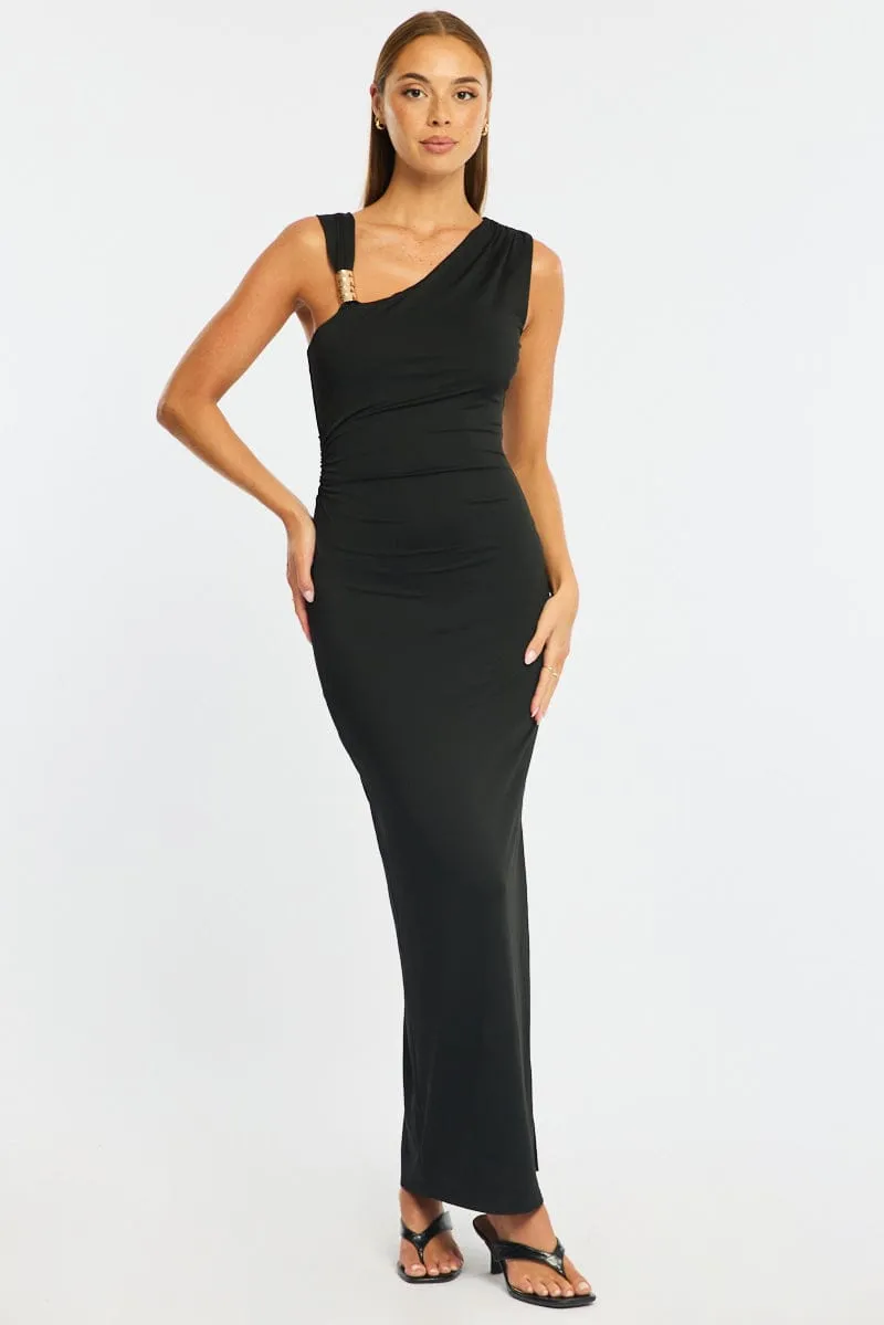 Black Maxi Dress One Shoulder Hard Wear Detail sold by Ally Fashion product image thumbnail 3