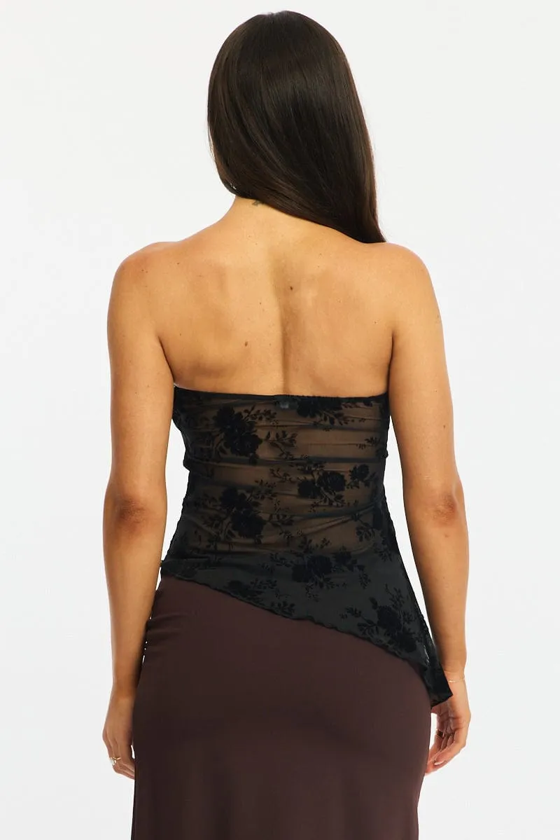 Black Bandeau Strapless Burnout sold by Ally Fashion product image thumbnail 4