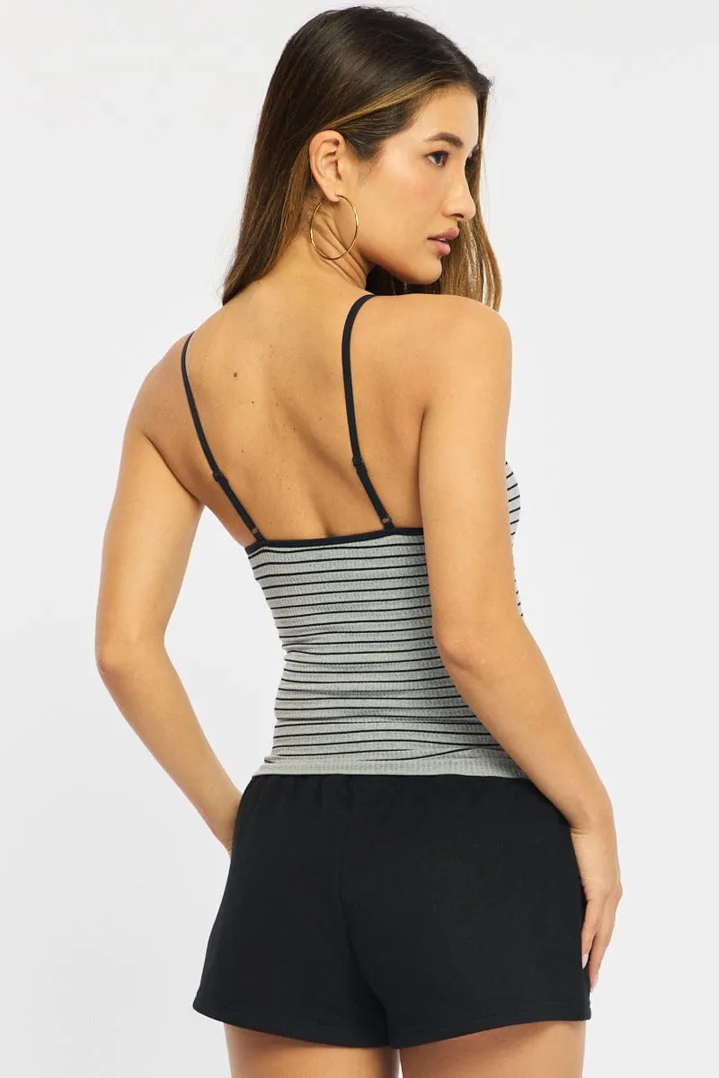 Grey Stripe Singlet Top Stripe Seamless sold by Ally Fashion product image thumbnail 5