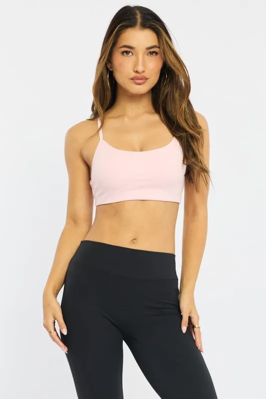 Pink Bralette Cropped Scoop Neck made by Ally Fashion