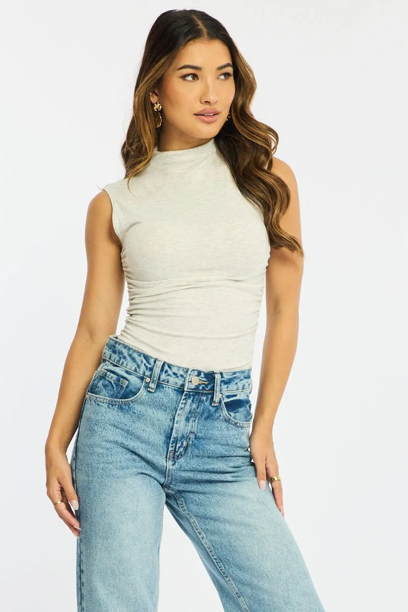 Grey High Neck Top Sleeveless sold by Ally Fashion product image thumbnail 3