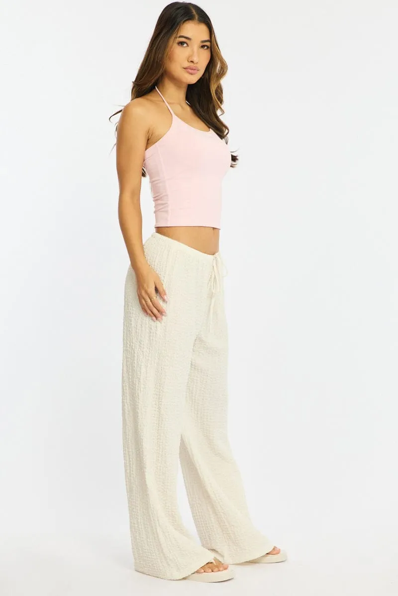 White Wide Leg Pants Elasticated Waist sold by Ally Fashion product image thumbnail 4