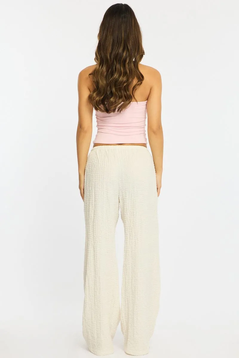 White Wide Leg Pants Elasticated Waist sold by Ally Fashion product image thumbnail 5