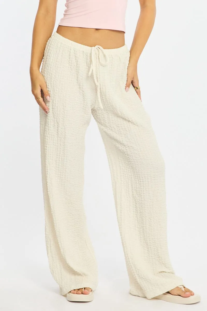 White Wide Leg Pants Elasticated Waist sold by Ally Fashion product image thumbnail 2