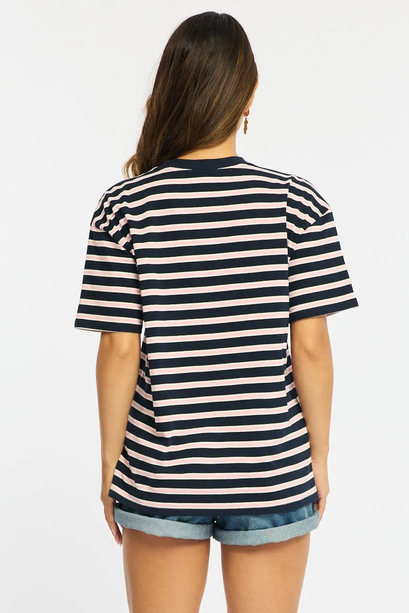 Pink Stripe Oversized Tee Short Sleeve sold by Ally Fashion product image thumbnail 5