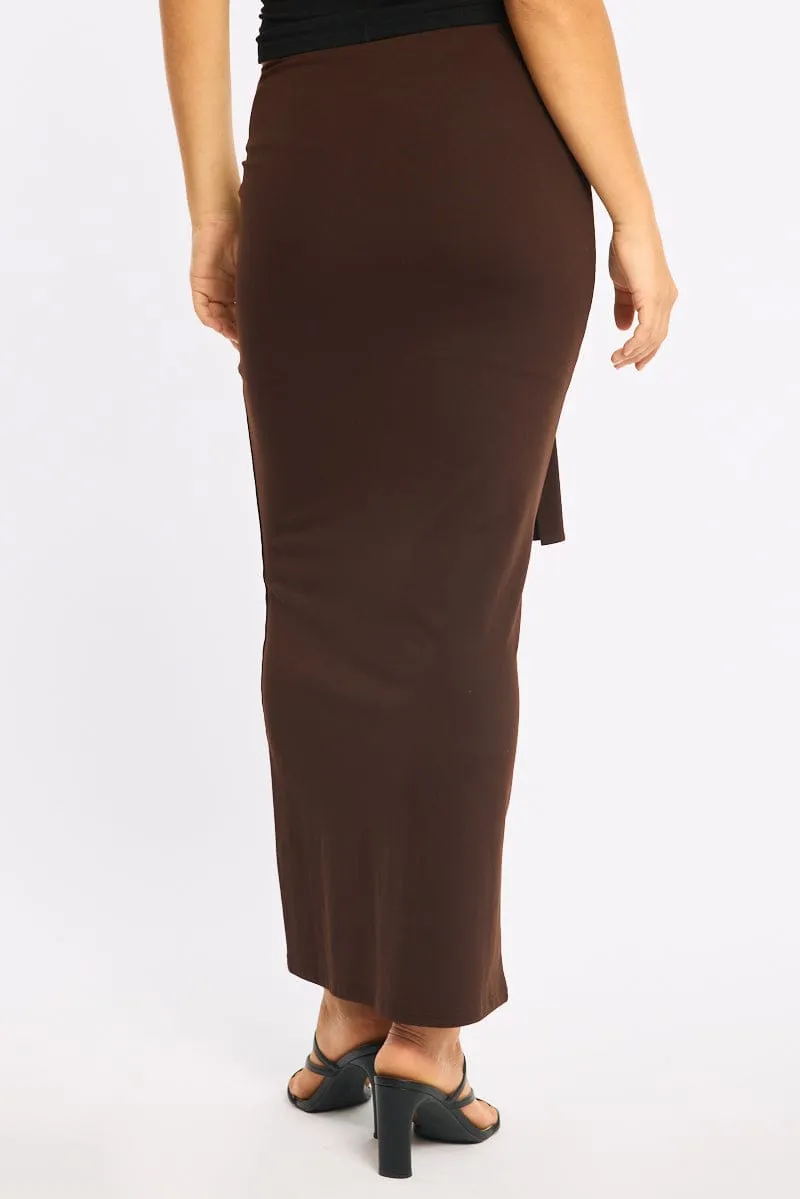 Brown Hardware Maxi Skirt Mid Rise Side Split Lined sold by Ally Fashion product image thumbnail 4