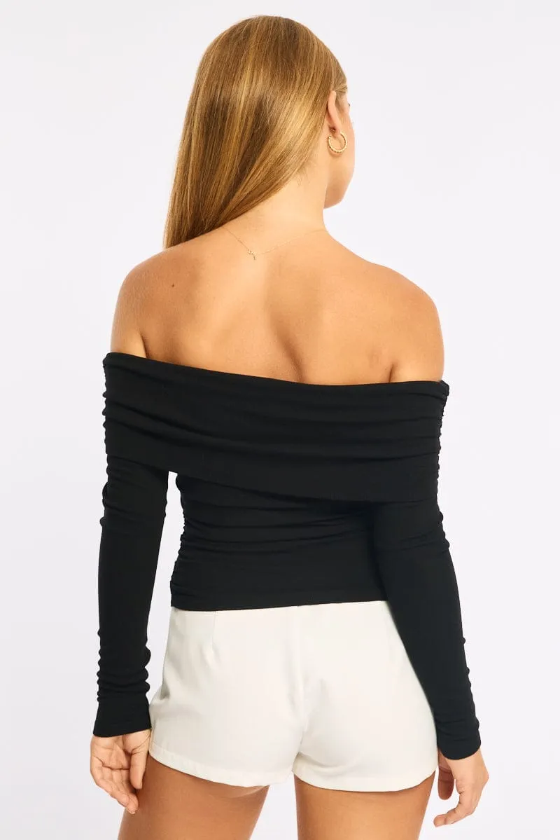 Black Off Shoulder Top Long Sleeve sold by Ally Fashion product image thumbnail 4