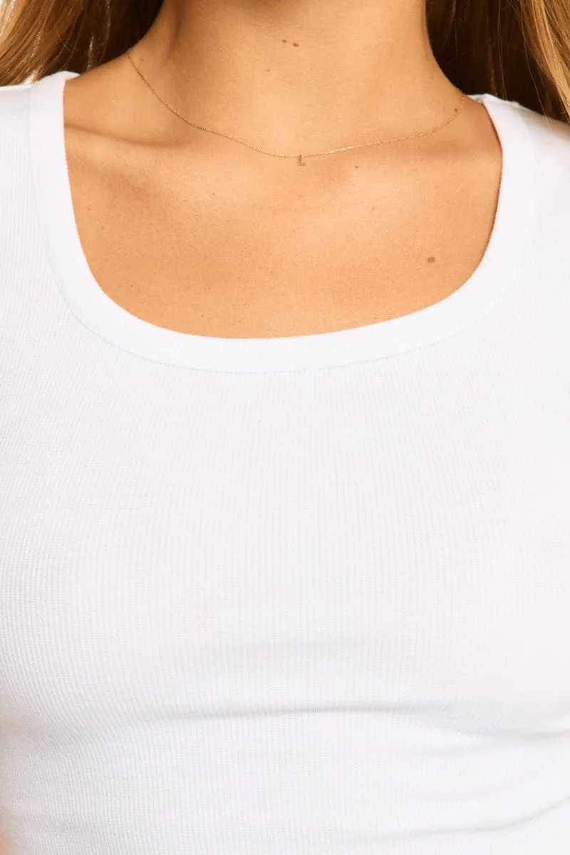 White Short Sleeve Scoop Neck T-Shirt sold by Ally Fashion product image thumbnail 5