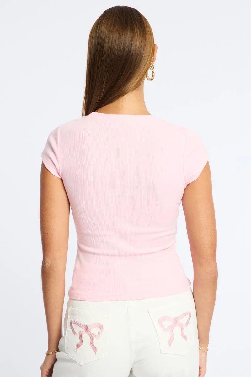 Pink Short Sleeve T-Shirt sold by Ally Fashion product image thumbnail 4