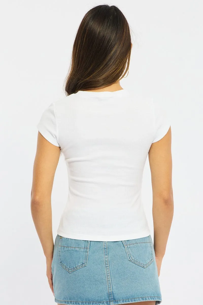 White Short Sleeve T-Shirt sold by Ally Fashion product image thumbnail 5