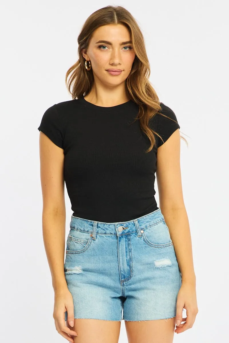Black Short Sleeve T-Shirt sold by Ally Fashion