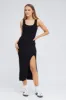 Black Knit Dress Sleeveless Midi Side Split sold by Ally Fashion