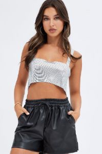 Silver Chainmail Top Party Evening sold by Ally Fashion