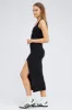 Black Knit Dress Sleeveless Midi Side Split sold by Ally Fashion