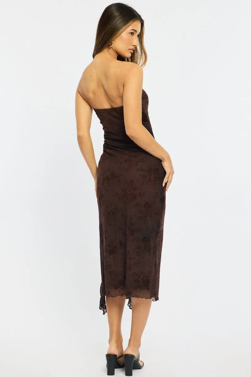 Brown Bodycon Dress Strapless Burnout sold by Ally Fashion product image thumbnail 5