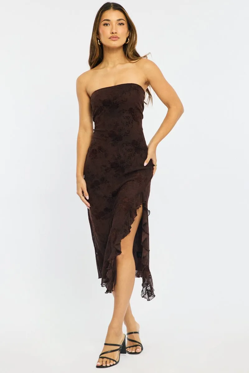 Brown Bodycon Dress Strapless Burnout sold by Ally Fashion product image thumbnail 3