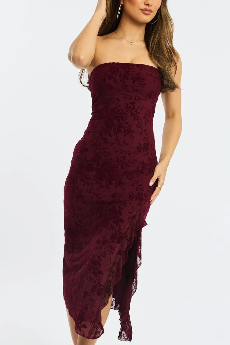 Red Bodycon Dress Strapless Burnout sold by Ally Fashion product image thumbnail 5