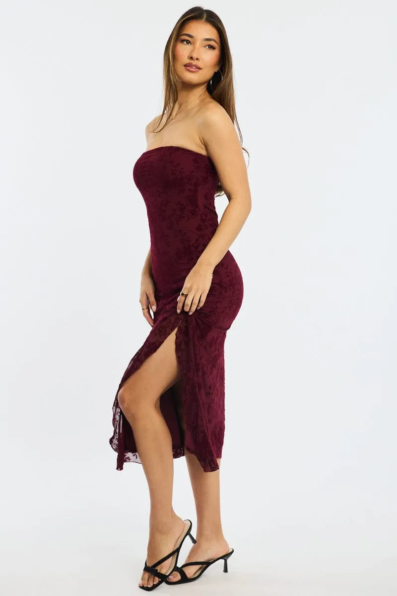 Red Bodycon Dress Strapless Burnout sold by Ally Fashion product image thumbnail 3