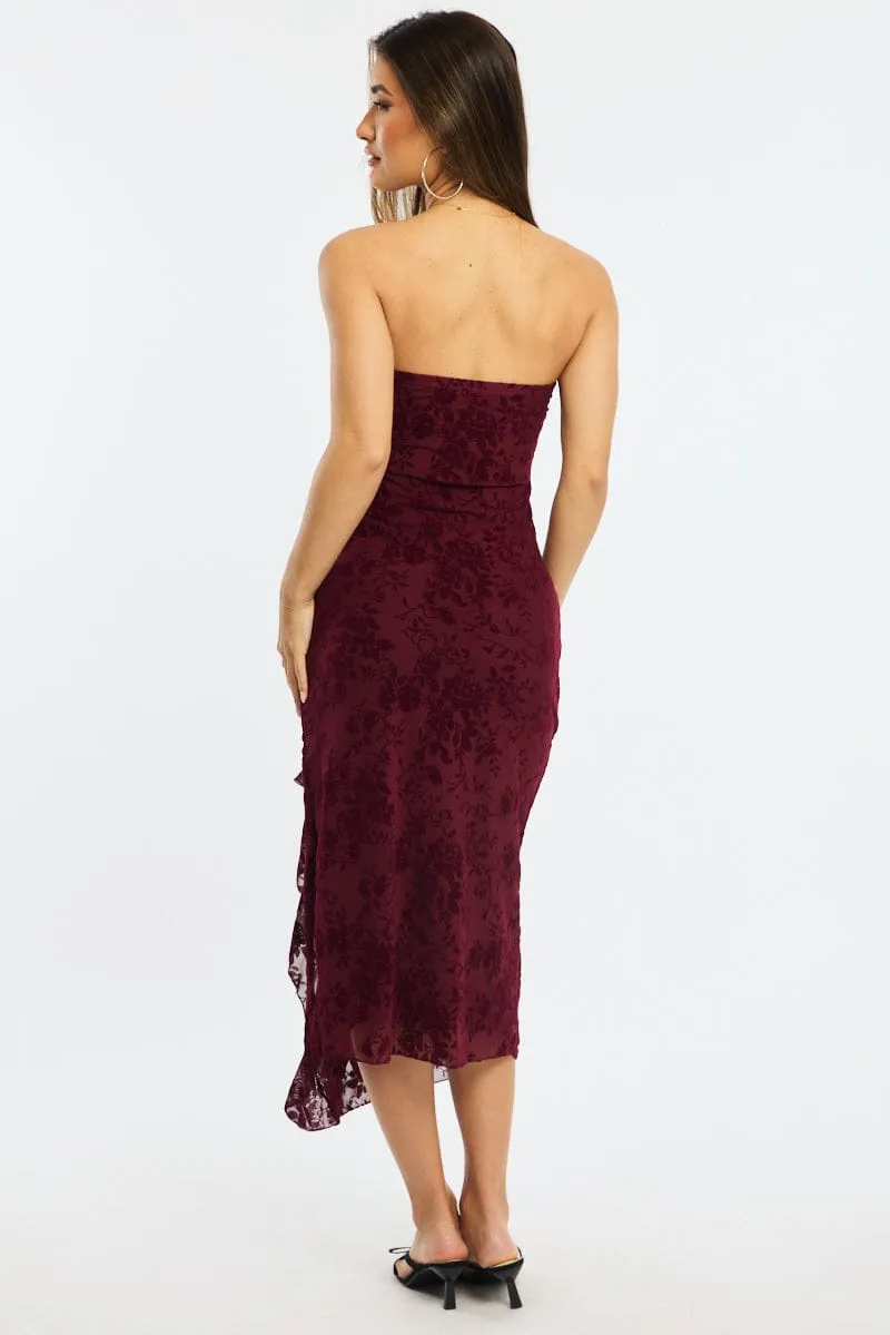 Red Bodycon Dress Strapless Burnout sold by Ally Fashion product image thumbnail 4