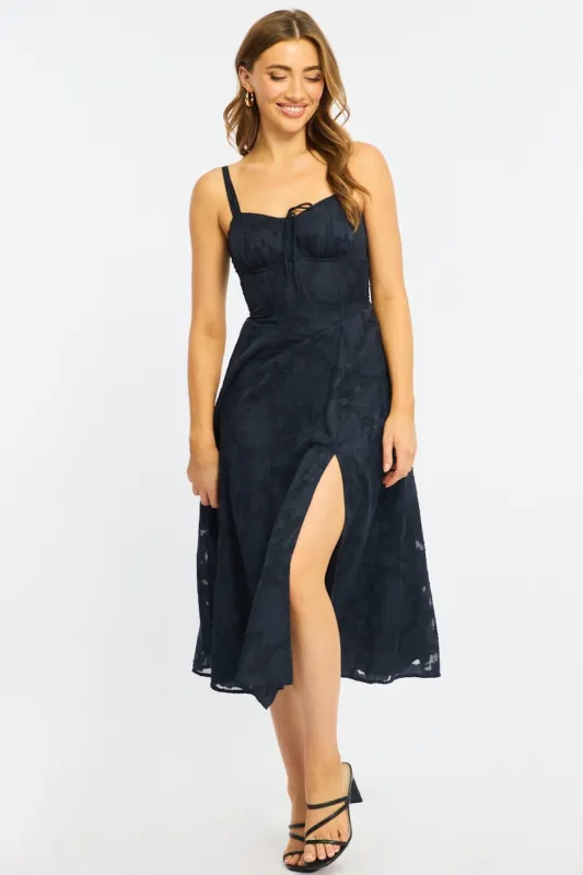 Blue Midi Dress Burn Out sold by Ally Fashion