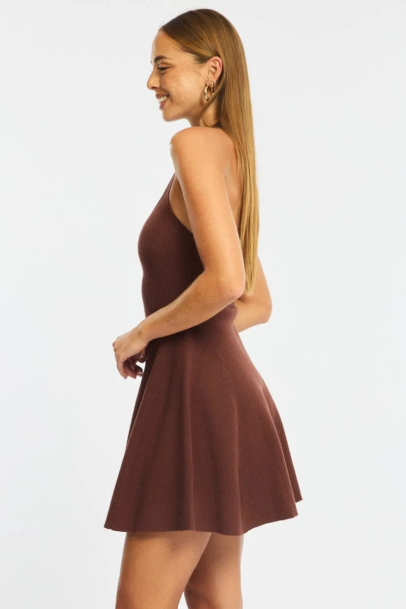 Brown Halter Neck Knit Dress sold by Ally Fashion product image thumbnail 4