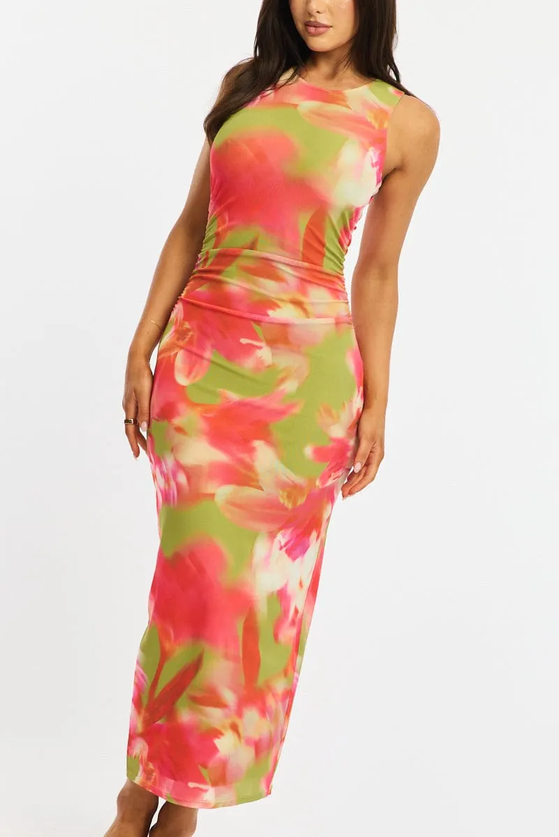 Green Floral Bodycon Dress Sleeveless Mesh sold by Ally Fashion product image thumbnail 5