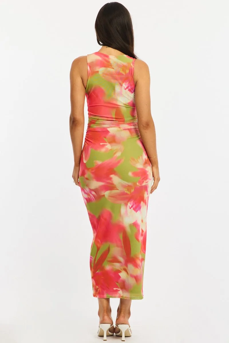 Green Floral Bodycon Dress Sleeveless Mesh sold by Ally Fashion product image thumbnail 4