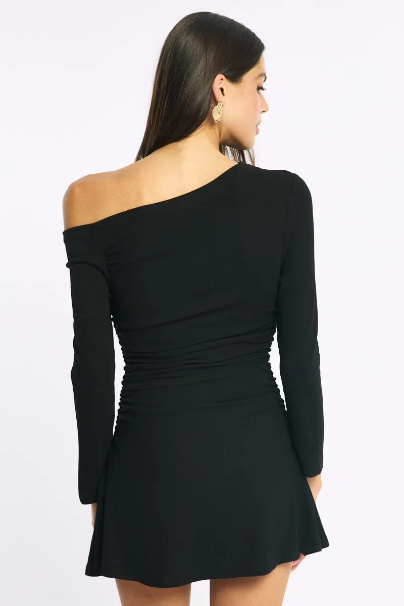 Black Singular Off Shoulder Mini Dress sold by Ally Fashion product image thumbnail 4