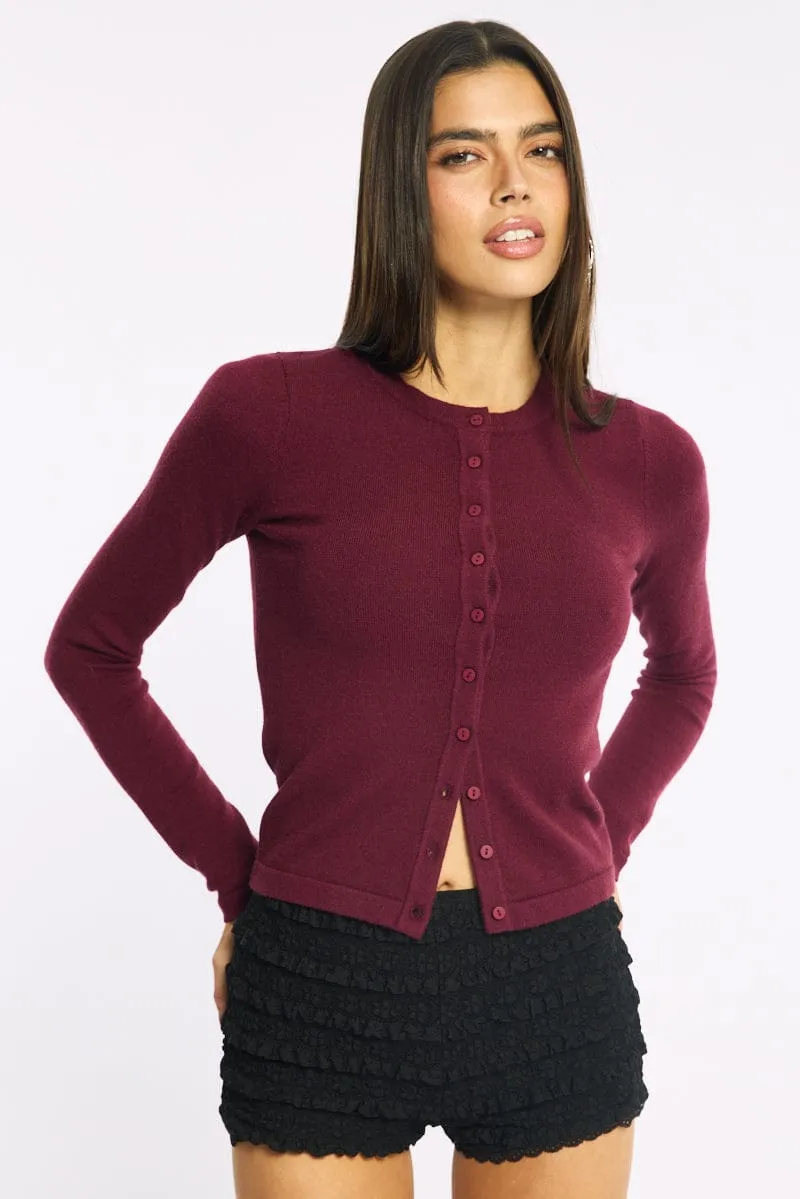 Red Button Down Fitted Cardigan sold by Ally Fashion