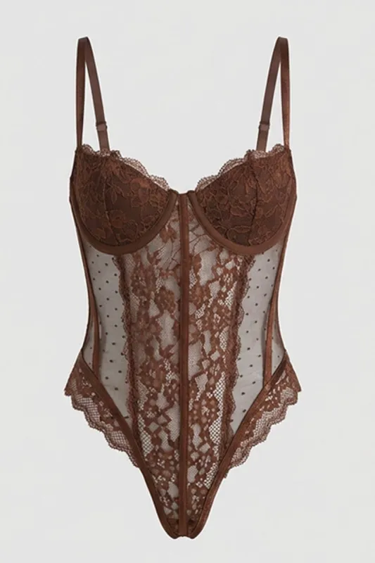 Brown Lace Bodysuit Lingerie sold by Ally Fashion