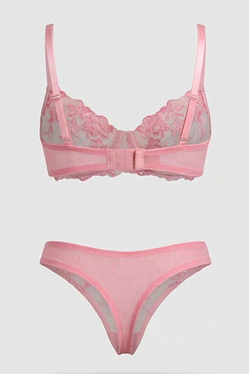 Pink Floral Embroidery Lingerie Set sold by Ally Fashion product image thumbnail 2
