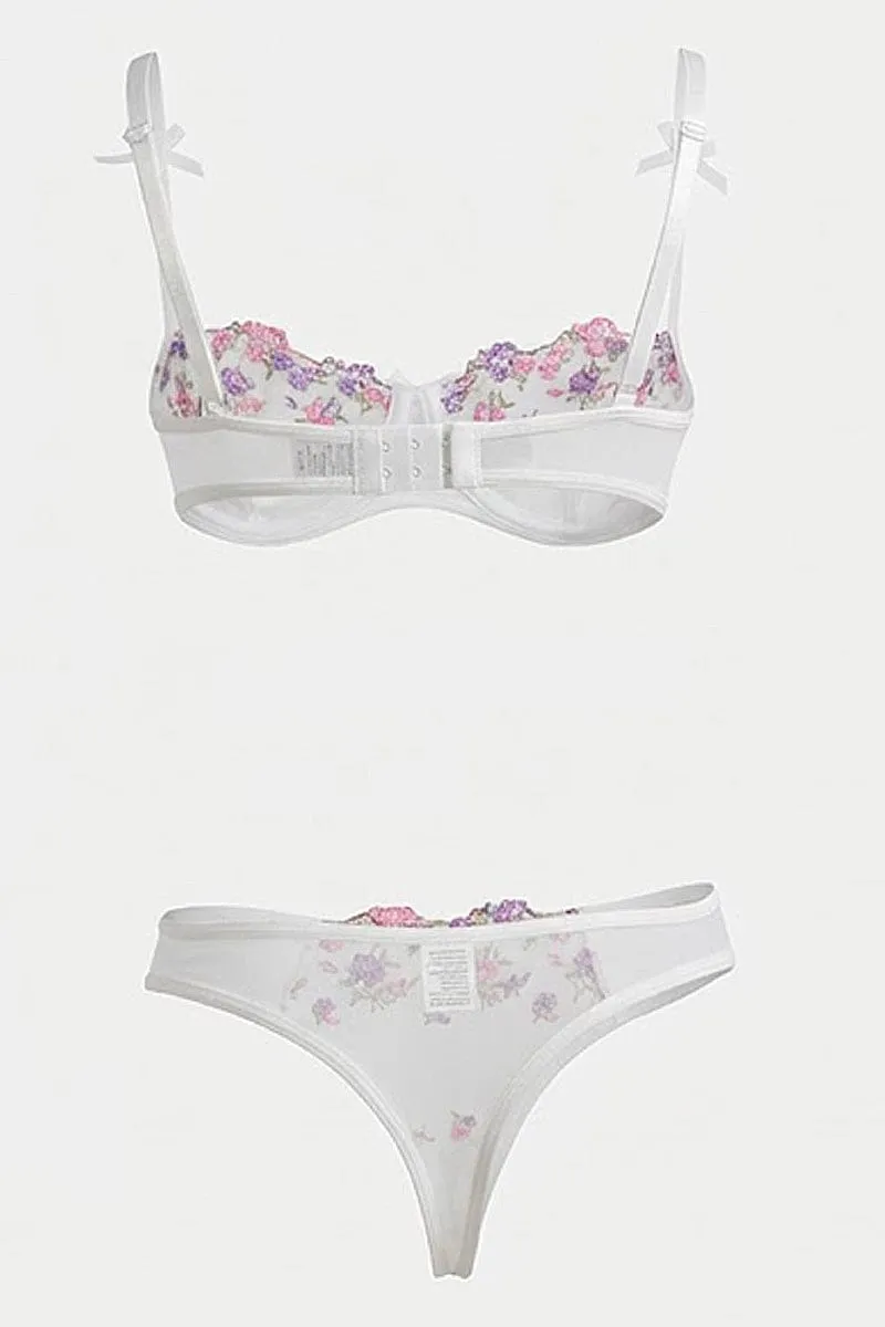White Floral Embroidery Lingerie Set sold by Ally Fashion product image thumbnail 2