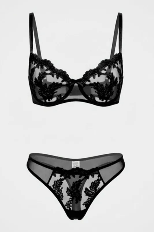 Black Embroidery Lingerie Set made by Ally Fashion