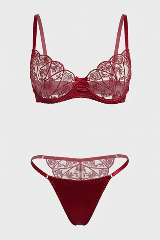 Red Embroidery Lingerie Set sold by Ally Fashion