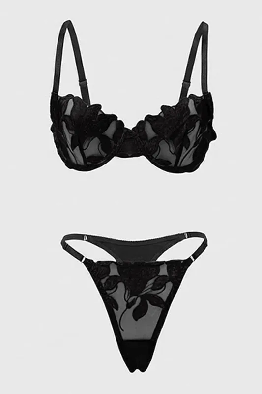 Black Embroidery Lingerie Set sold by Ally Fashion