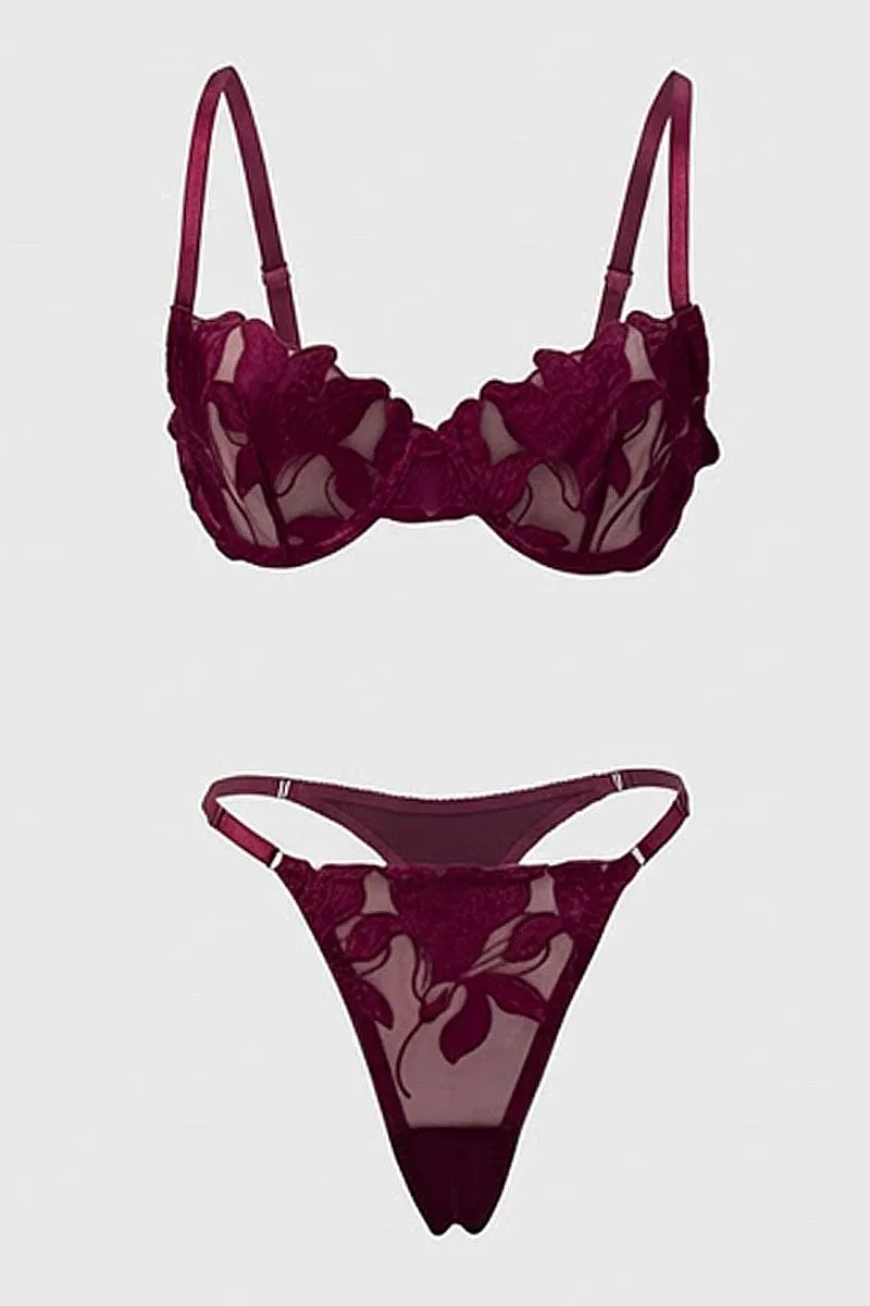 Purple Embroidery Lingerie Set sold by Ally Fashion