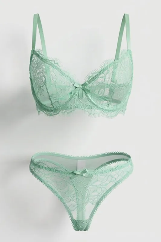 Green Lace Lingerie Set made by Ally Fashion
