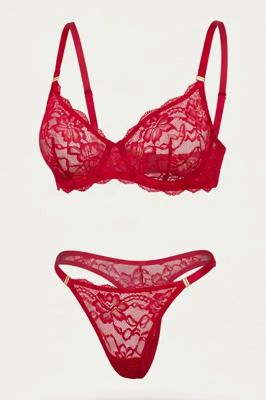 Red Lace Lingerie Set sold by Ally Fashion