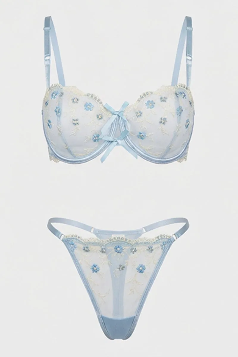 Blue Embroidery Lingerie Set sold by Ally Fashion