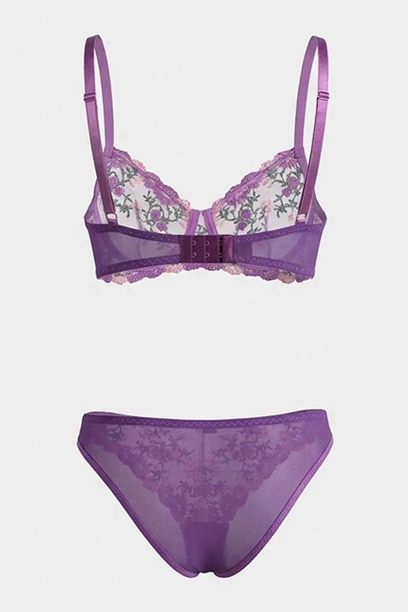 Purple Embroidery Lingerie Set sold by Ally Fashion product image thumbnail 2