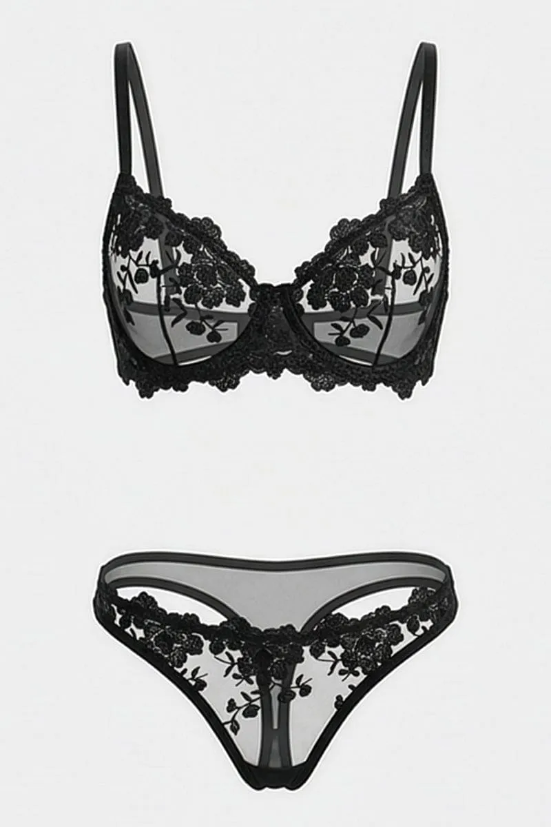 Black Embroidery Lingerie Se sold by Ally Fashion