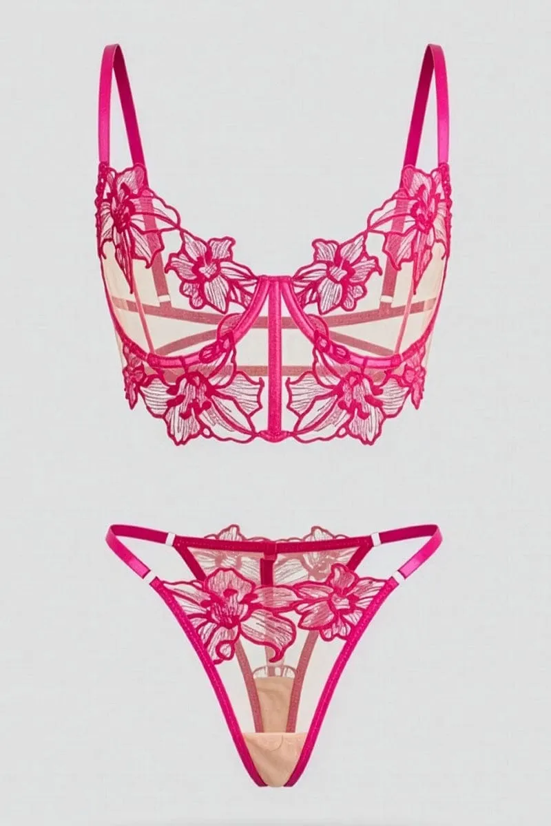 Pink Embroidery Lingerie Set sold by Ally Fashion