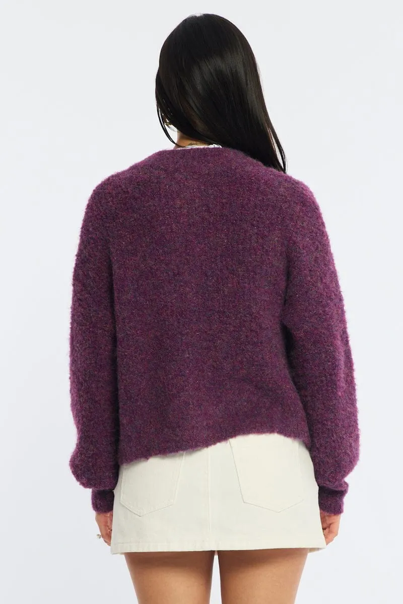 Purple Oversized Cardigan Fuzzy Button Down sold by Ally Fashion product image thumbnail 5