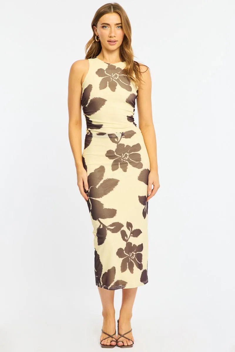 Yellow Floral Bodycon Dress Sleeveless Mesh sold by Ally Fashion product image thumbnail 3