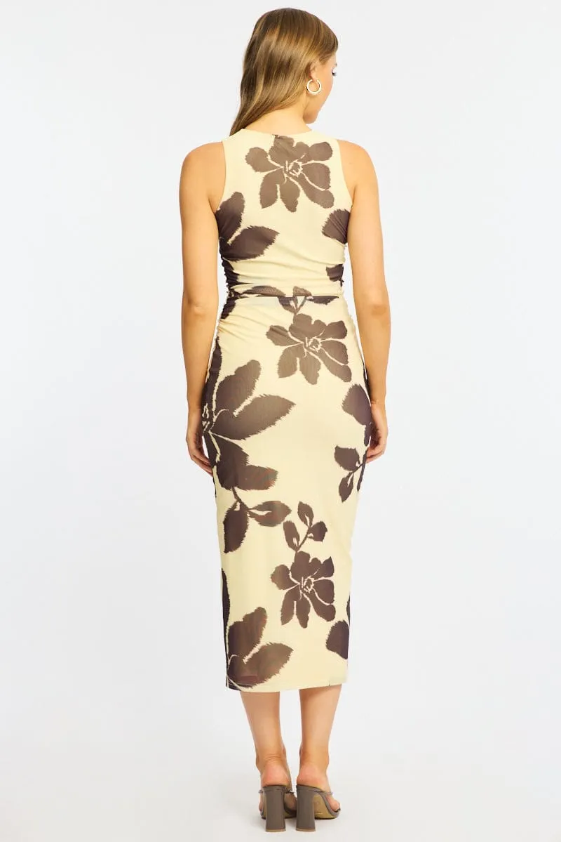 Yellow Floral Bodycon Dress Sleeveless Mesh sold by Ally Fashion product image thumbnail 5